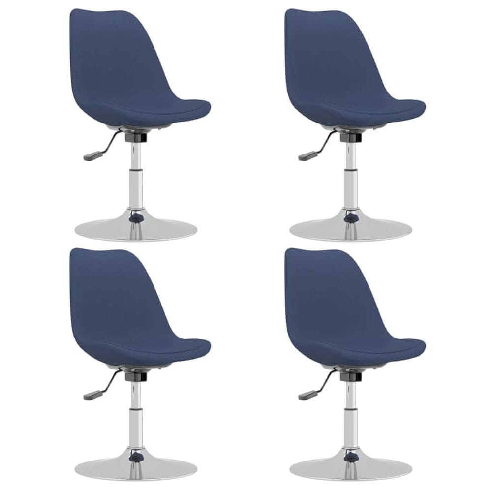 Vidaxl Otočné jedálenské stoličky 4 ks modré látkové